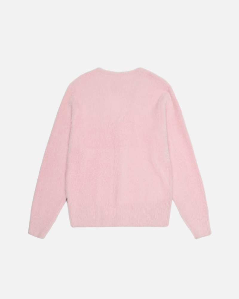 Long Sleeve Sweater Stüssy Shaggy Cardigan Rose Clair | LQ79-W6-QV