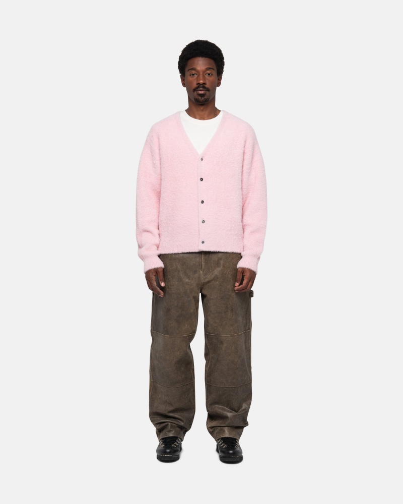 Long Sleeve Sweater Stüssy Shaggy Cardigan Rose Clair | LQ79-W6-QV