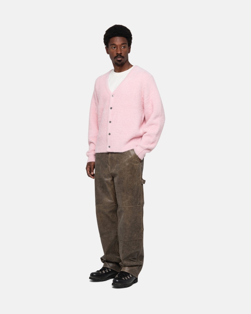 Long Sleeve Sweater Stüssy Shaggy Cardigan Rose Clair | LQ79-W6-QV