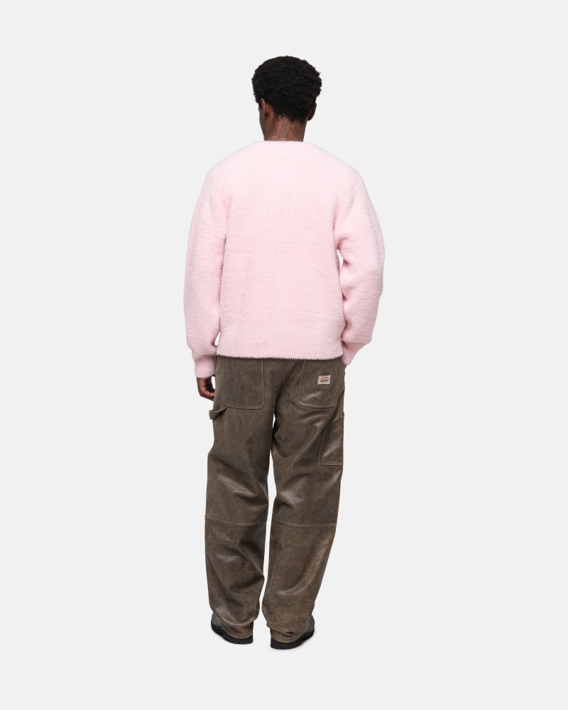 Long Sleeve Sweater Stüssy Shaggy Cardigan Rose Clair | LQ79-W6-QV