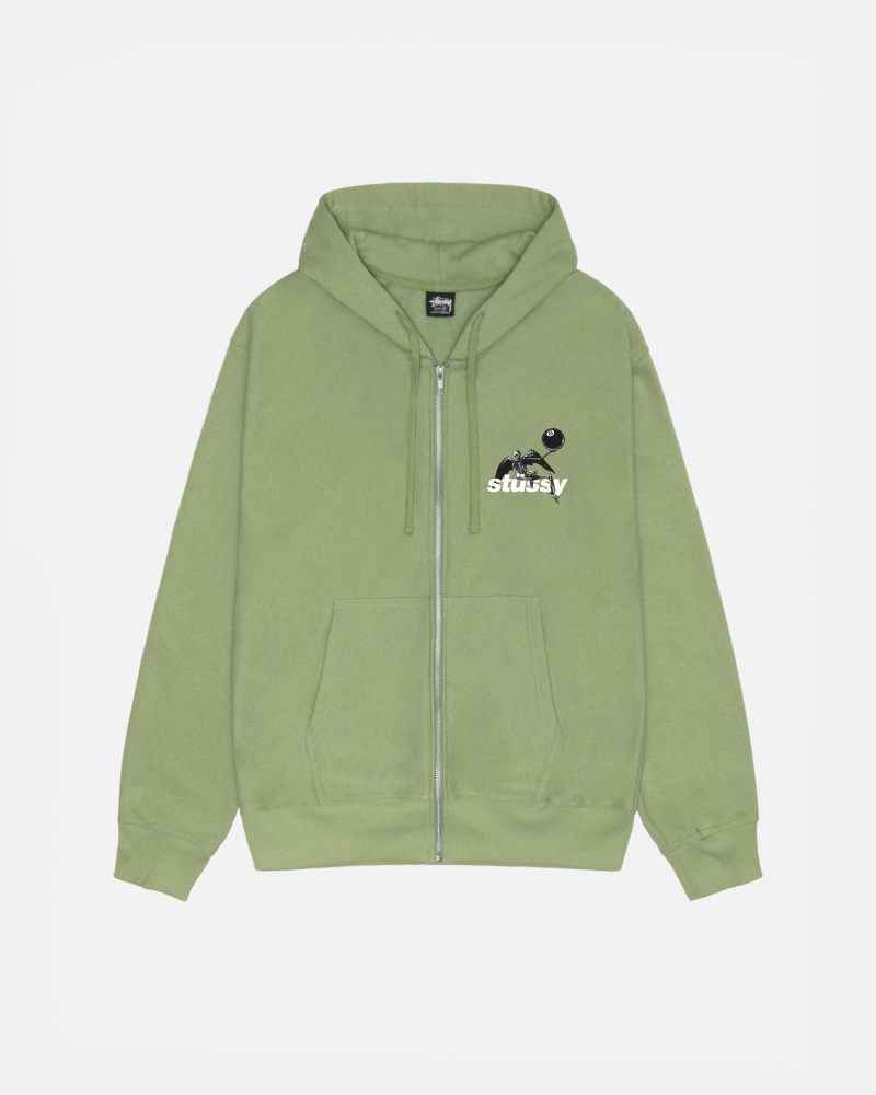 Long Sleeve Sweatshirt Stüssy Apocalypse Zip Hoodie Moss | JM10-V0-LX