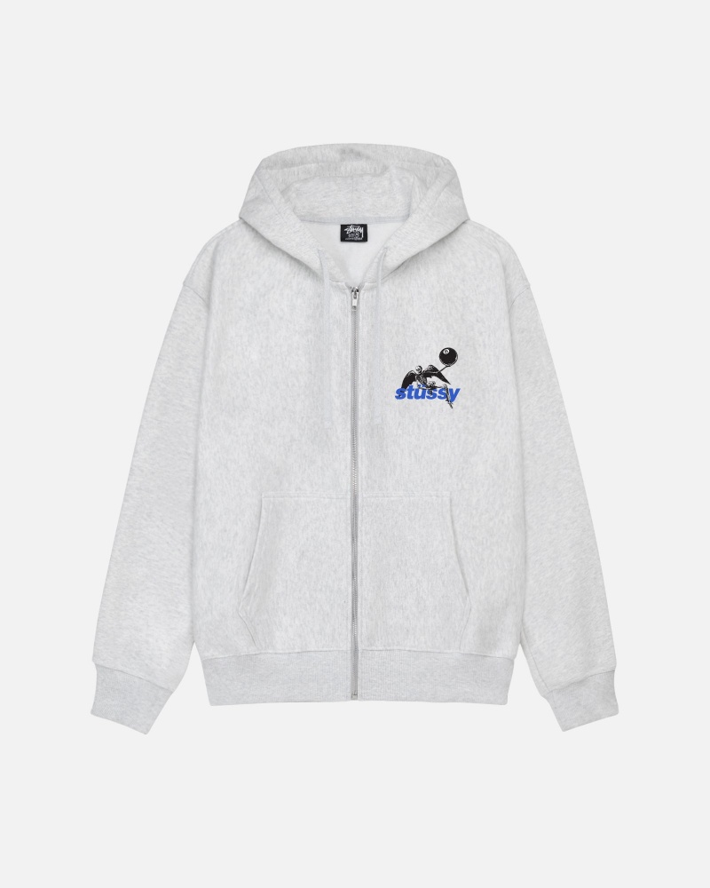 Long Sleeve Sweatshirt Stüssy Apocalypse Zip Hoodie Ash Heather | YQ33-Y9-FI