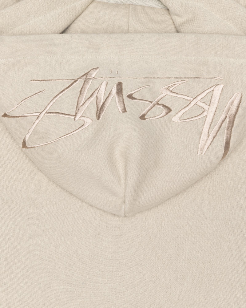 Long Sleeve Sweatshirt Stüssy Back Hood Applique Hood Kaki | JM16-W0-LU