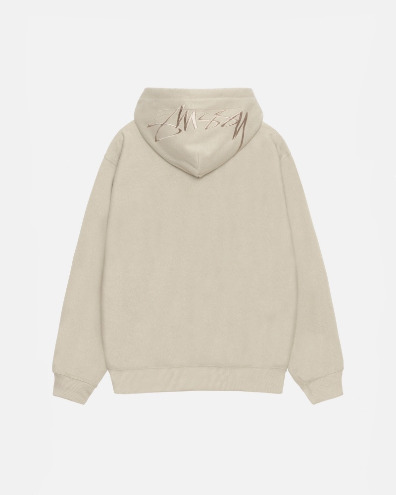 Long Sleeve Sweatshirt Stüssy Back Hood Applique Hood Kaki | JM16-W0-LU