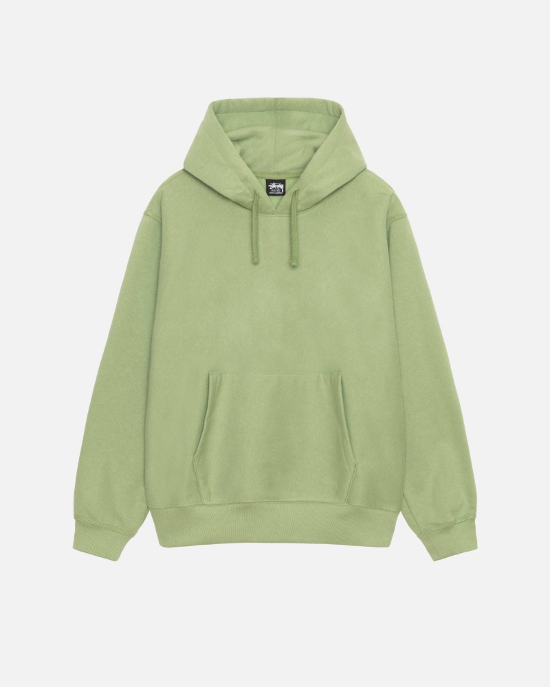 Long Sleeve Sweatshirt Stüssy Back Hood Applique Hood Moss | UX62-O8-IY