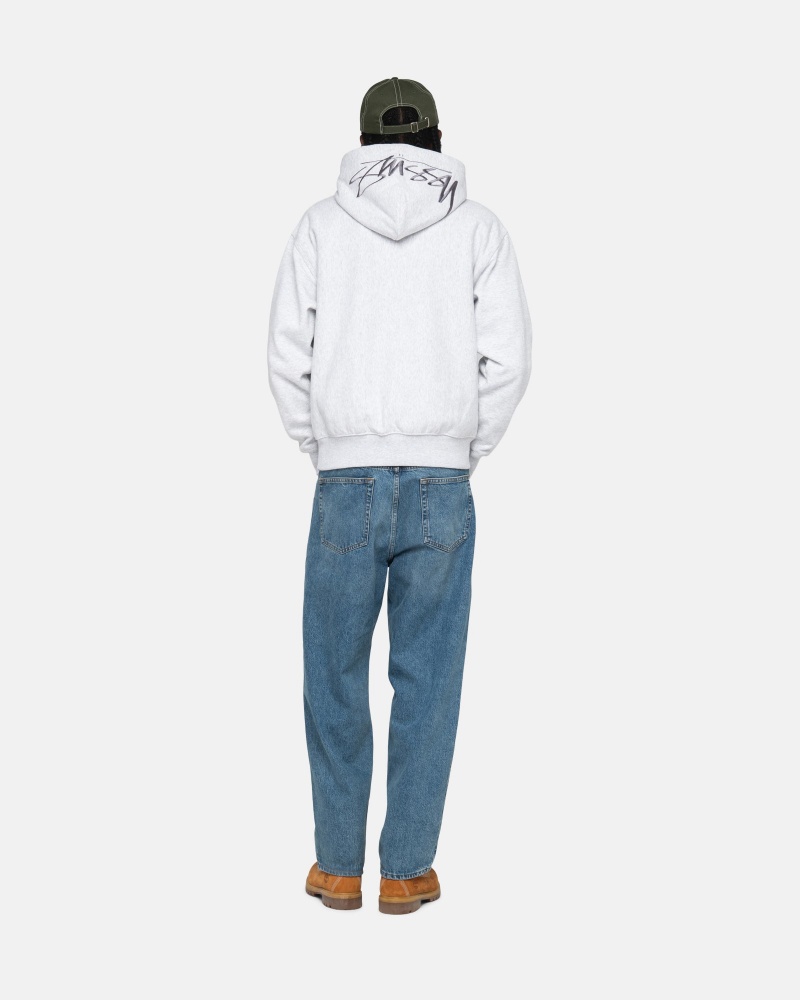 Long Sleeve Sweatshirt Stüssy Back Hood Applique Hoodie Ash Heather | OS62-F0-DV