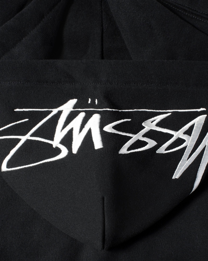 Long Sleeve Sweatshirt Stüssy Back Hoodie Applique Hoodie Noir | WO87-M5-VV