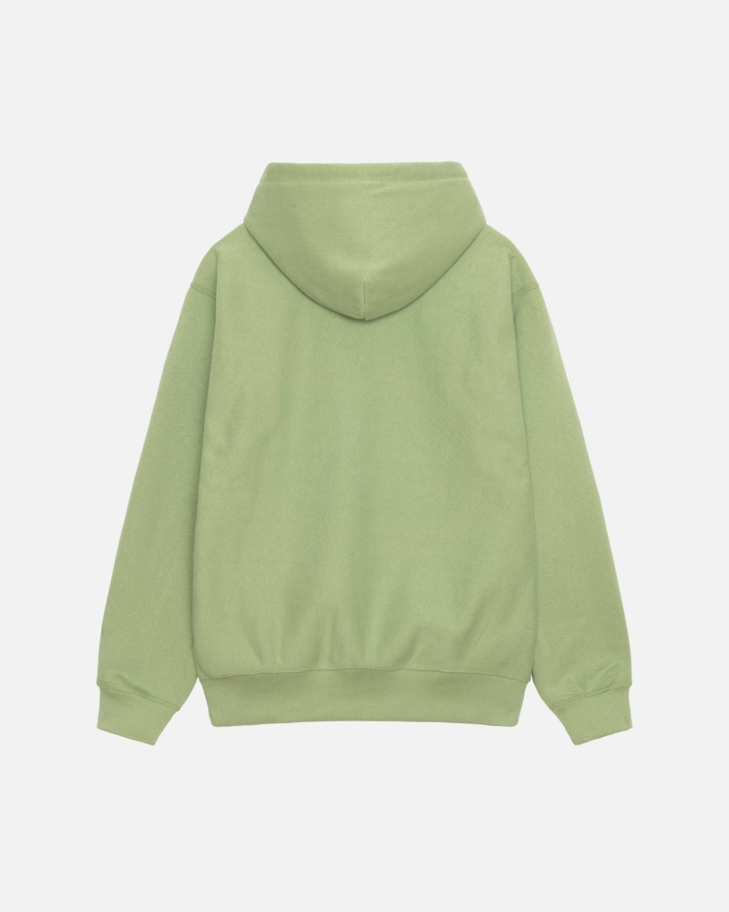 Long Sleeve Sweatshirt Stüssy Basic Applique Hood Moss | HT30-H2-KR