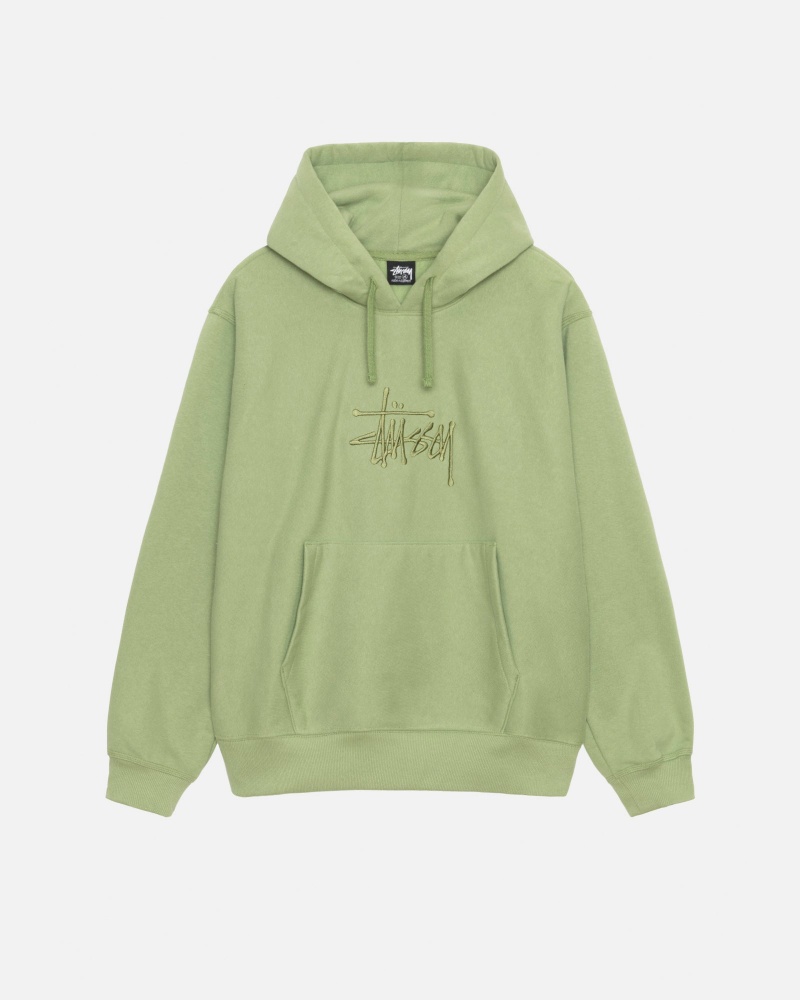 Long Sleeve Sweatshirt Stüssy Basic Applique Hood Moss | HT30-H2-KR