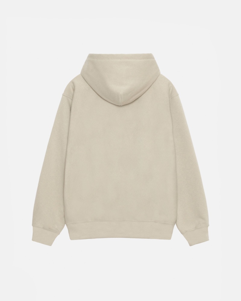 Long Sleeve Sweatshirt Stüssy Basic Applique Hood Kaki | QG19-N6-XT