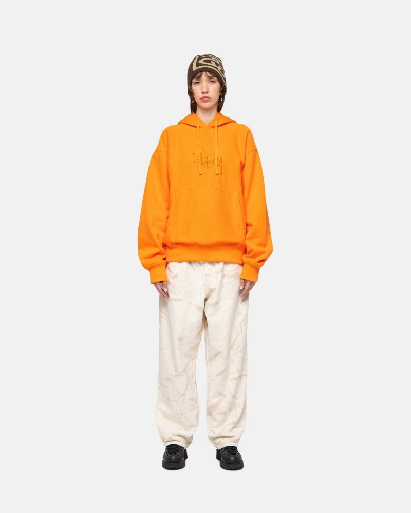 Long Sleeve Sweatshirt Stüssy Basic Applique Hoodie Tangerine | TG50-N3-YQ