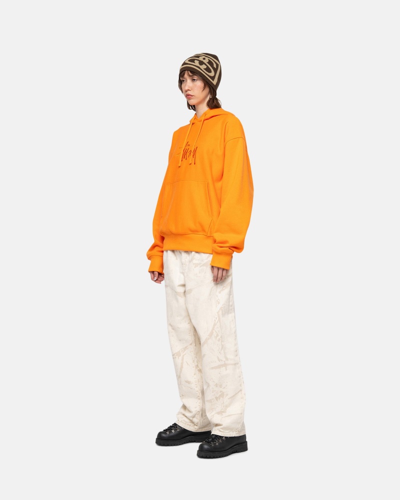 Long Sleeve Sweatshirt Stüssy Basic Applique Hoodie Tangerine | TG50-N3-YQ