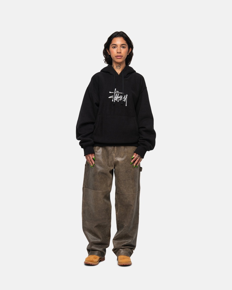 Long Sleeve Sweatshirt Stüssy Basic Applique Hoodie Noir | DN15-K6-TP