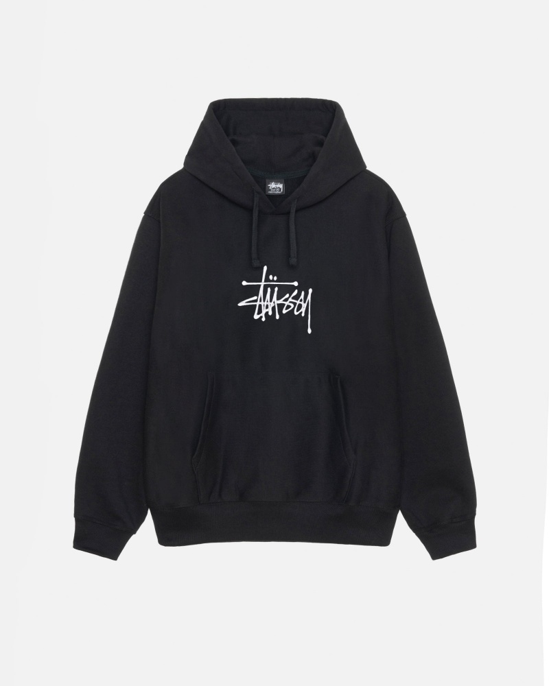 Long Sleeve Sweatshirt Stüssy Basic Applique Hoodie Noir | DN15-K6-TP