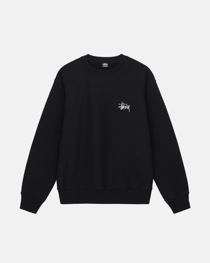 Long Sleeve Sweatshirt Stüssy Basic Stussy Crew Noir | FC53-A5-YH