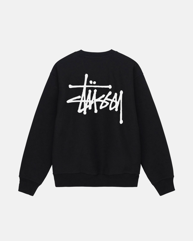 Long Sleeve Sweatshirt Stüssy Basic Stussy Crew Noir | FC53-A5-YH