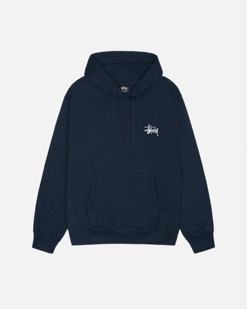 Long Sleeve Sweatshirt Stüssy Basic Stussy Hoodie Bleu Marine | DI13-N2-EL