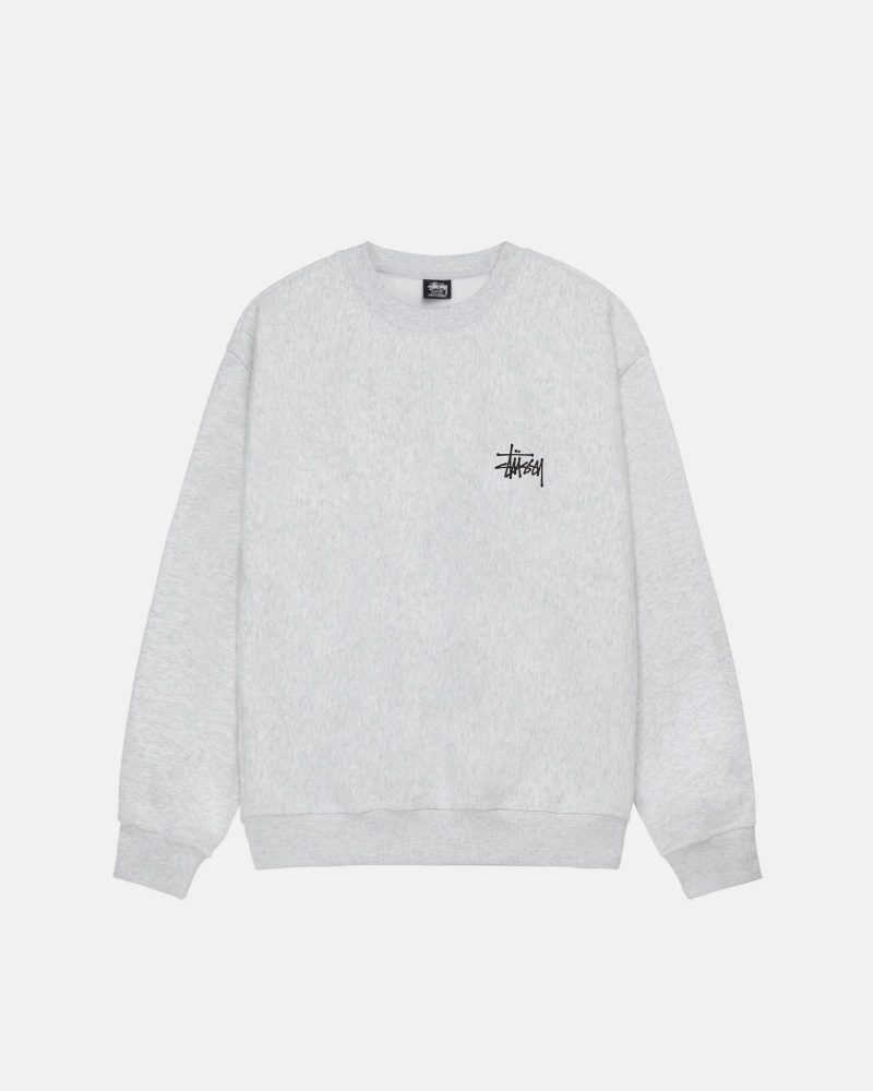 Long Sleeve Sweatshirt Stüssy Basic Stussy Crew Ash Heather | SV02-Q2-RZ