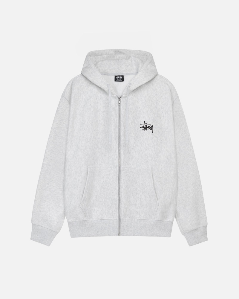 Long Sleeve Sweatshirt Stüssy Basic Stussy Zip Hoodie Ash Heather | AC71-V4-JN