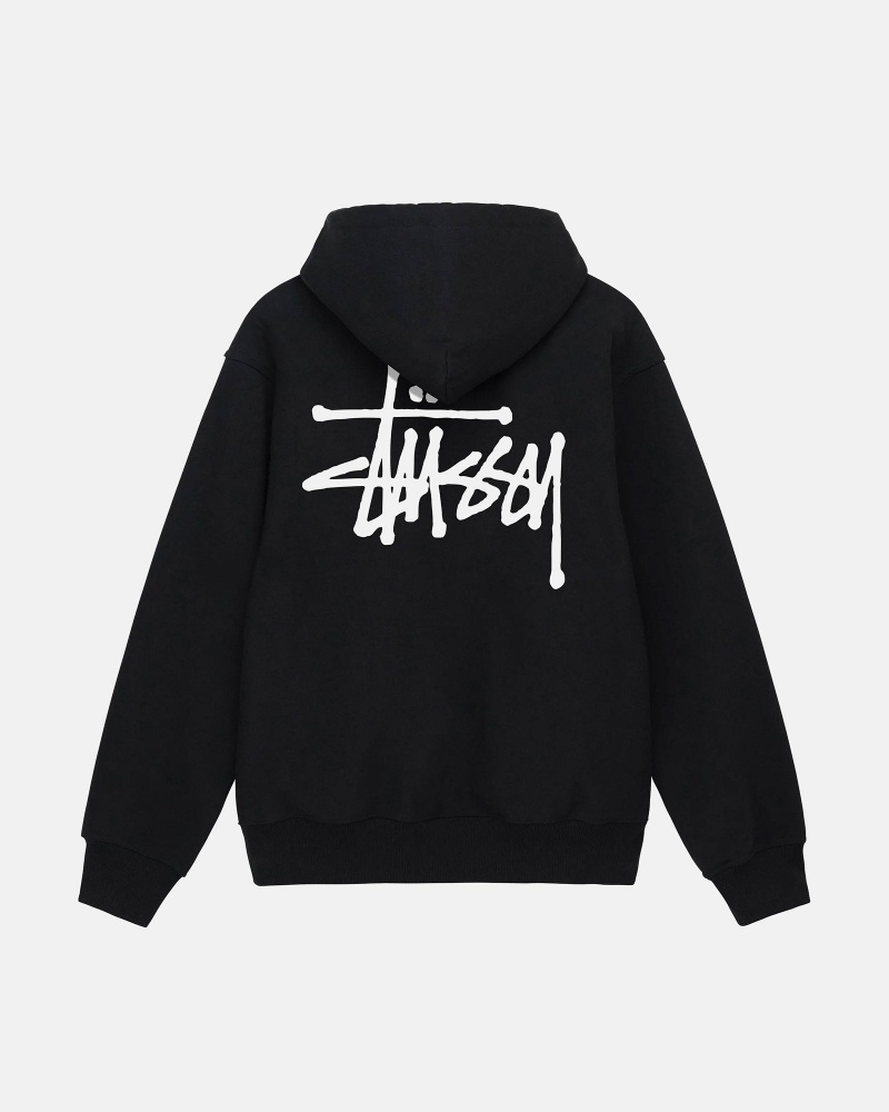 Long Sleeve Sweatshirt Stüssy Basic Stussy Zip Hoodie Noir | AJ73-R6-EW