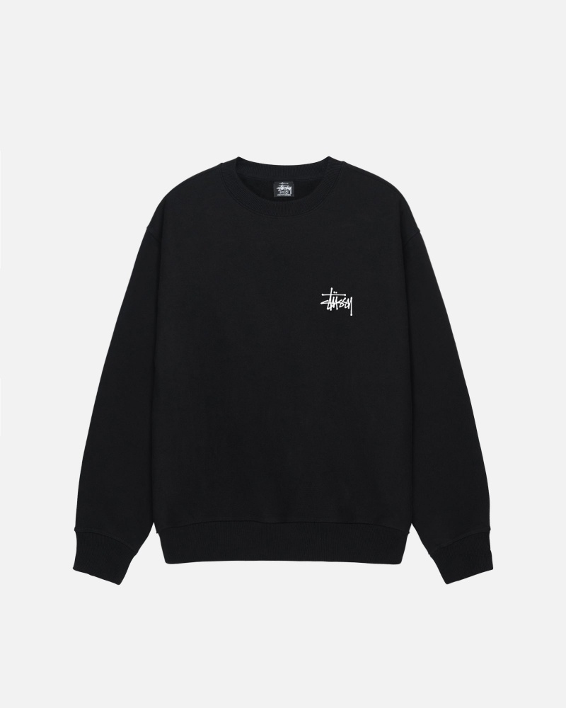 Long Sleeve Sweatshirt Stüssy Basic Stussy Crew Noir | LQ28-C7-NM