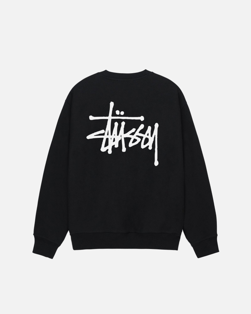 Long Sleeve Sweatshirt Stüssy Basic Stussy Crew Noir | LQ28-C7-NM