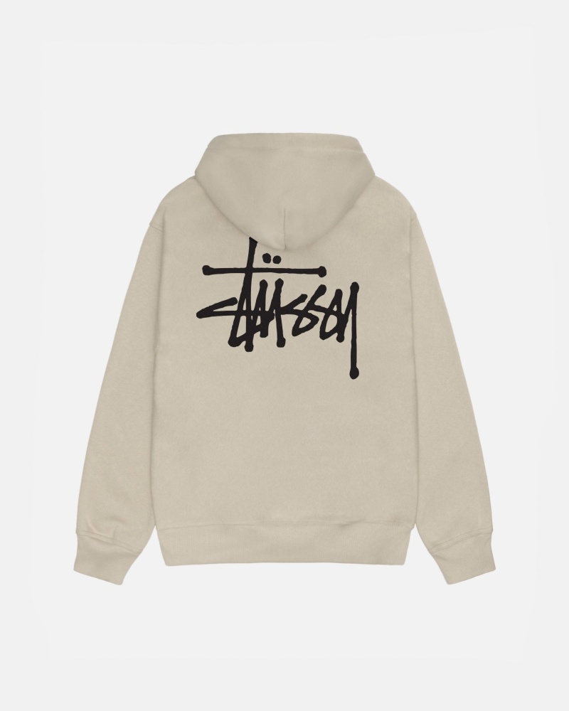 Long Sleeve Sweatshirt Stüssy Basic Stussy Zip Hoodie Kaki | DP83-X2-BZ