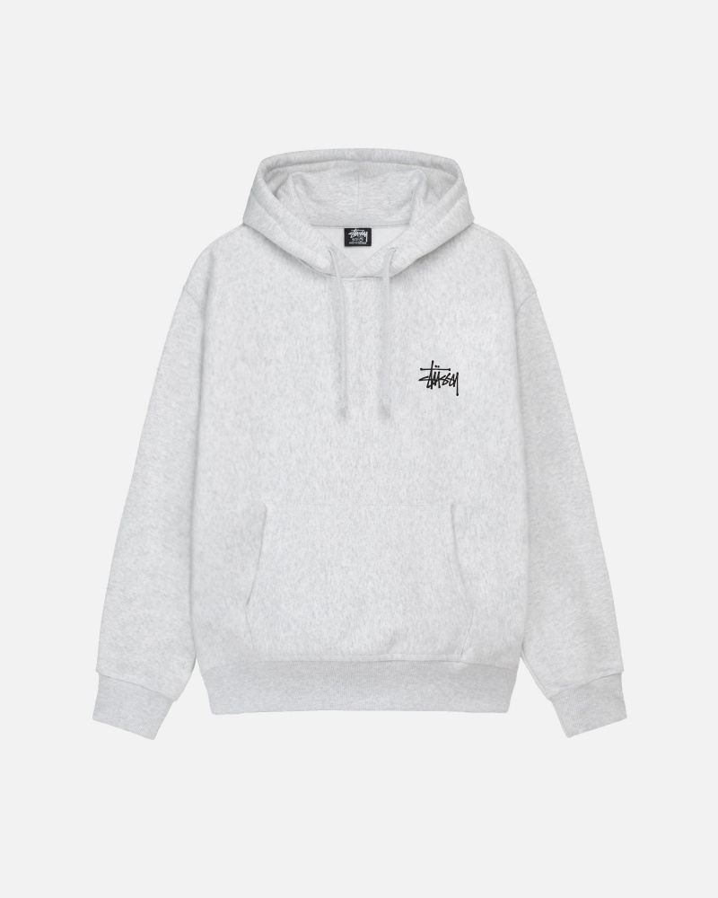 Long Sleeve Sweatshirt Stüssy Basic Stussy Hoodie Ash Heather | RD34-Y8-DK