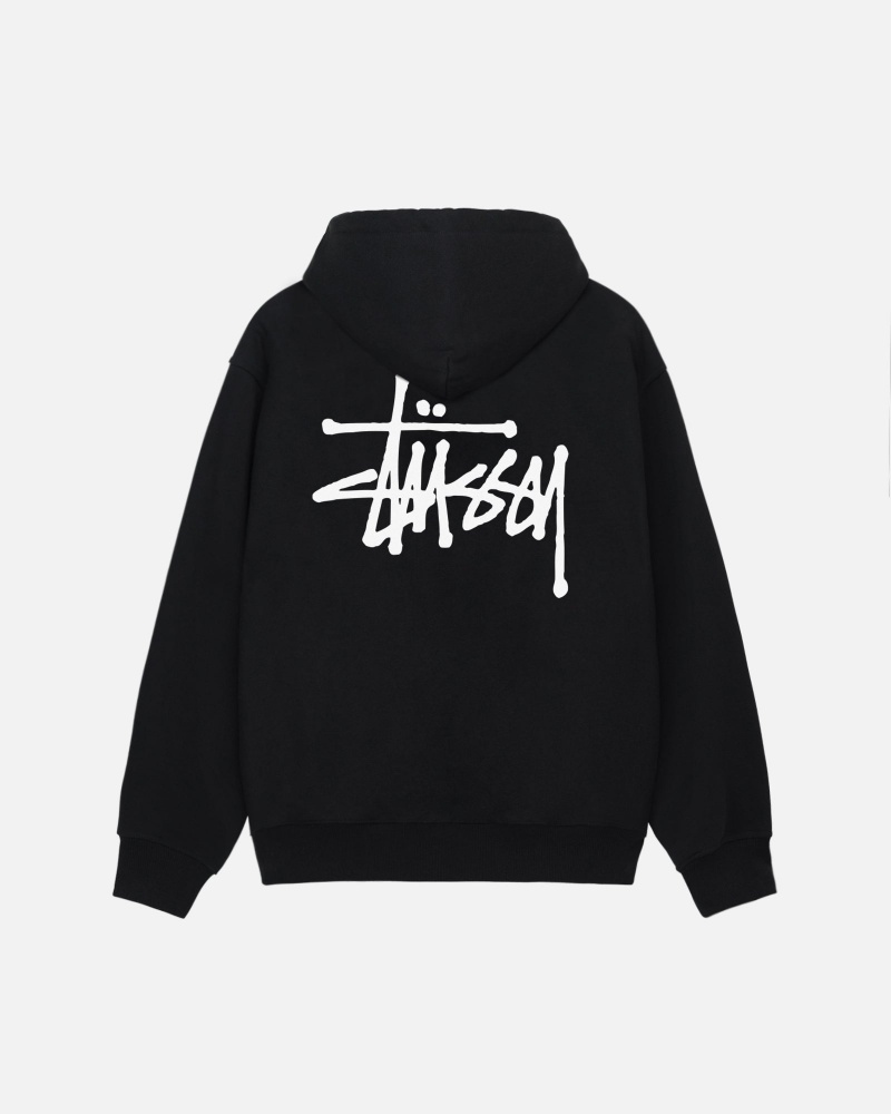 Long Sleeve Sweatshirt Stüssy Basic Stussy Zip Hoodie Noir | CE98-H1-DM