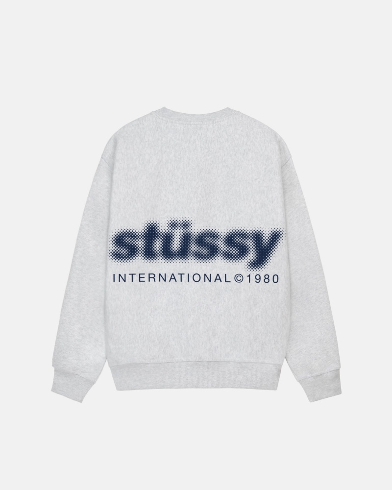 Long Sleeve Sweatshirt Stüssy Blur Crew Ash Heather | AZ62-F8-GG