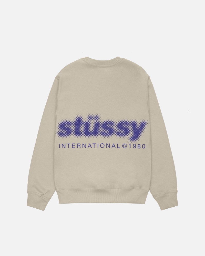 Long Sleeve Sweatshirt Stüssy Blur Crew Kaki | BF87-G2-XV