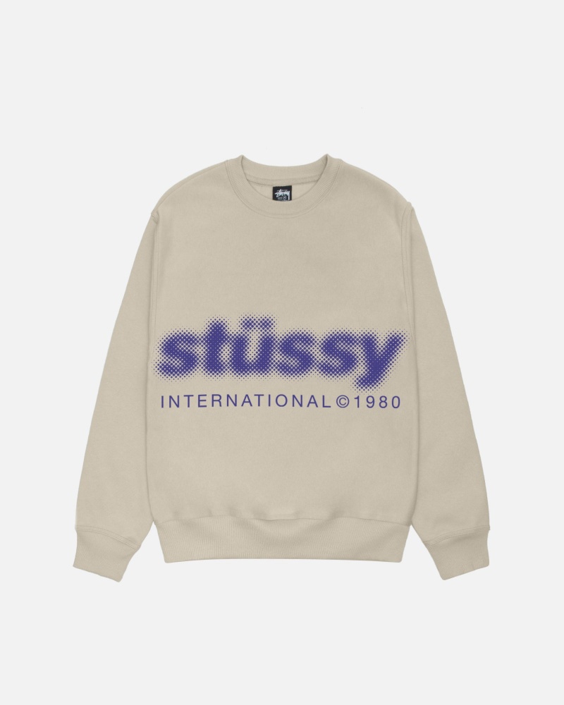 Long Sleeve Sweatshirt Stüssy Blur Crew Kaki | BF87-G2-XV