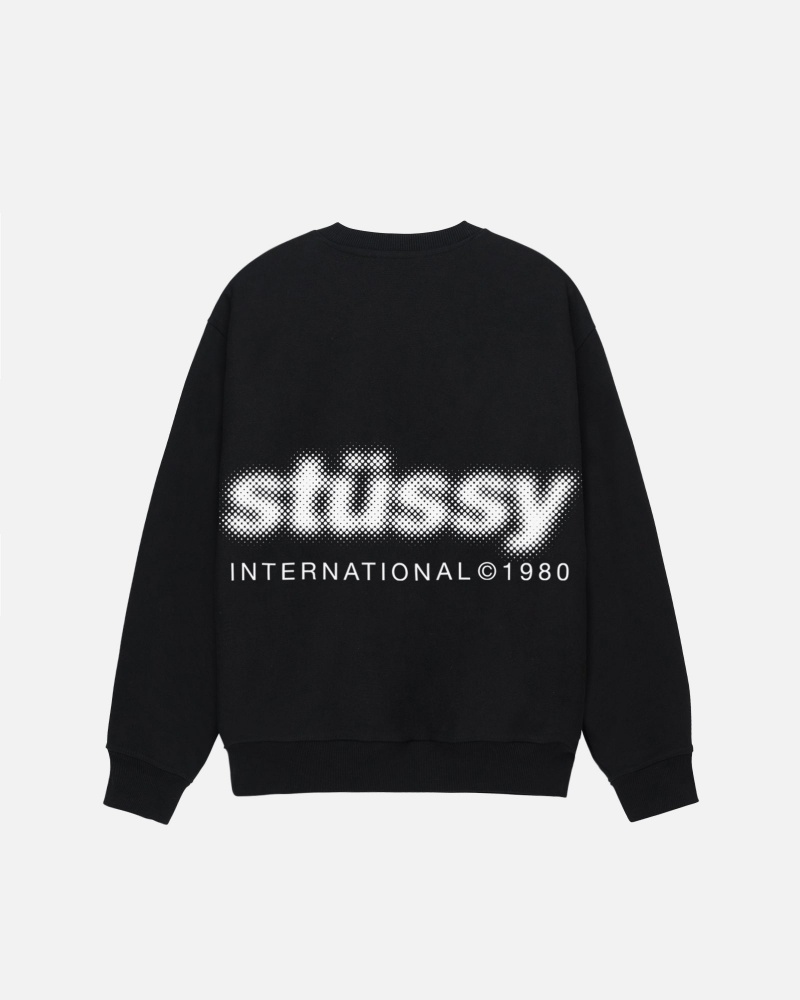 Long Sleeve Sweatshirt Stüssy Blur Crew Noir | SJ35-T4-AB