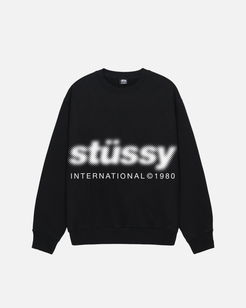 Long Sleeve Sweatshirt Stüssy Blur Crew Noir | SJ35-T4-AB