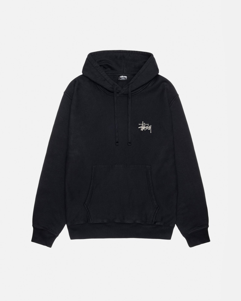 Long Sleeve Sweatshirt Stüssy Built Tough Hoodie Pigment Dyed Noir | YW53-Q4-DG