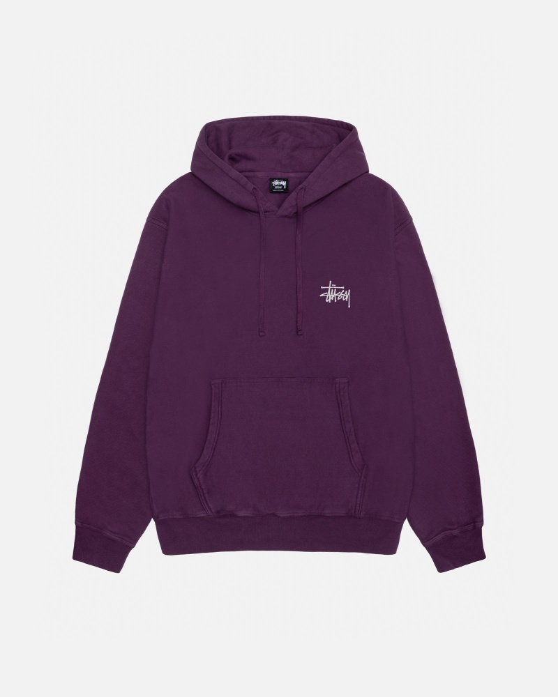 Long Sleeve Sweatshirt Stüssy Built Tough Hoodie Pigment Dyed Violette | SR54-T9-GS