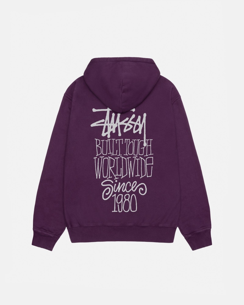 Long Sleeve Sweatshirt Stüssy Built Tough Hoodie Pigment Dyed Violette | SR54-T9-GS