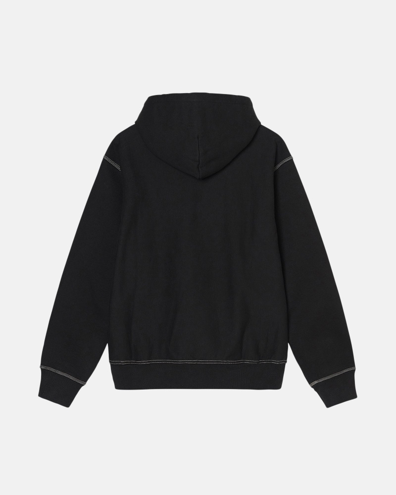 Long Sleeve Sweatshirt Stüssy Contrast Stitch Label Hoodie Noir | FV37-Y4-WF