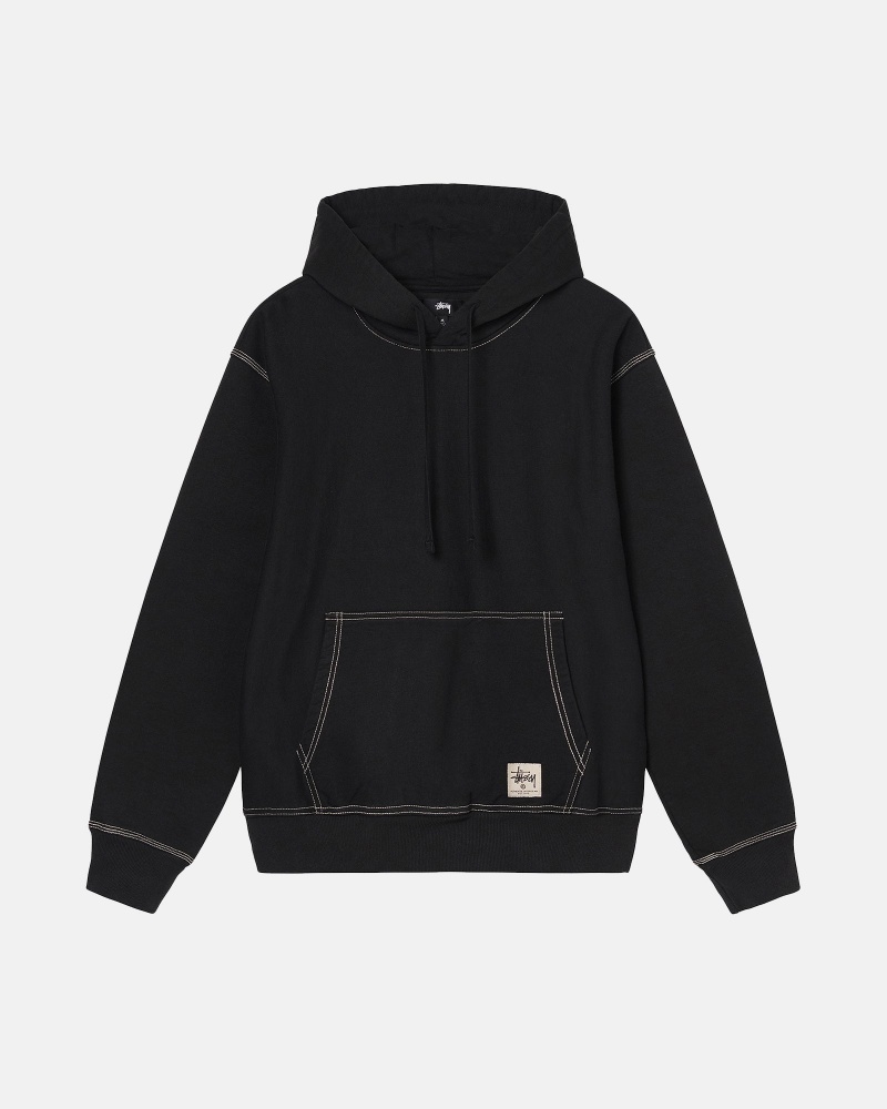 Long Sleeve Sweatshirt Stüssy Contrast Stitch Label Hoodie Noir | FV37-Y4-WF