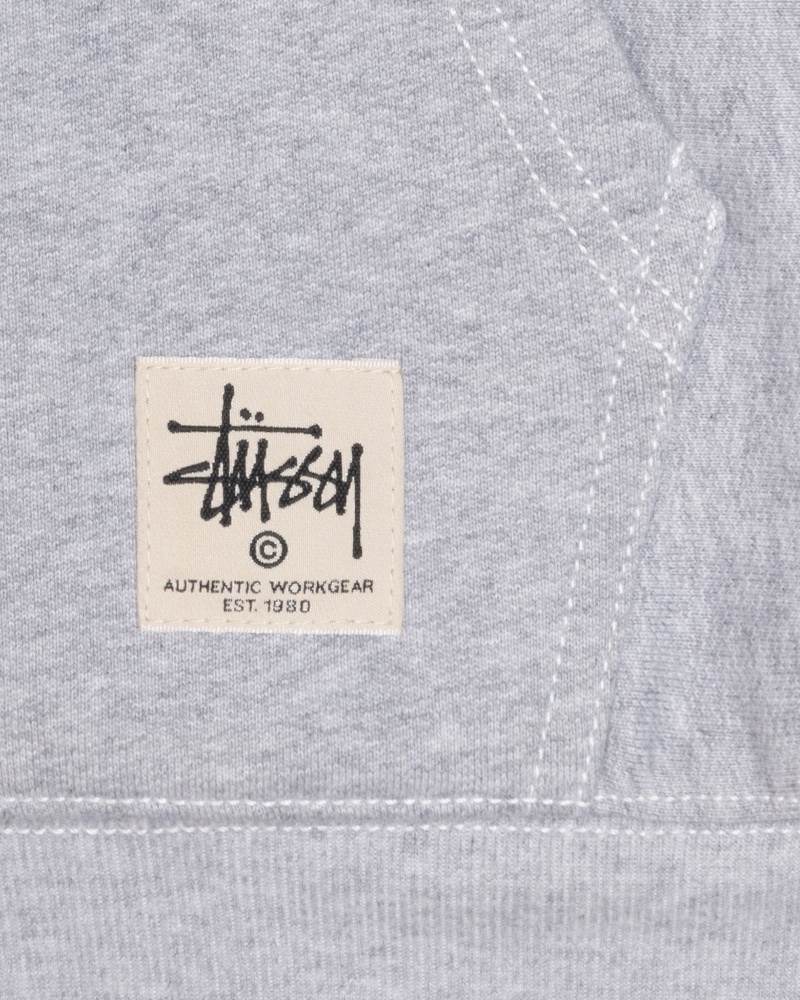 Long Sleeve Sweatshirt Stüssy Double Face Label Zip Hoodie Grise | OE32-B5-KM