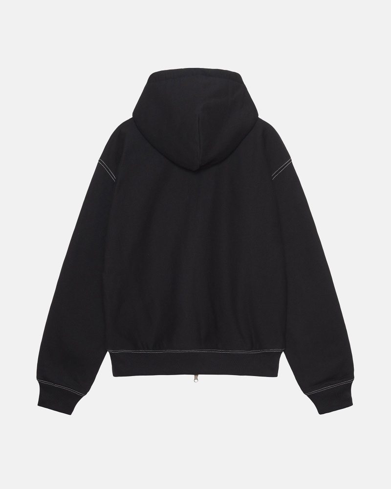 Long Sleeve Sweatshirt Stüssy Double Face Label Zip Hoodie Noir | KG40-U5-HY