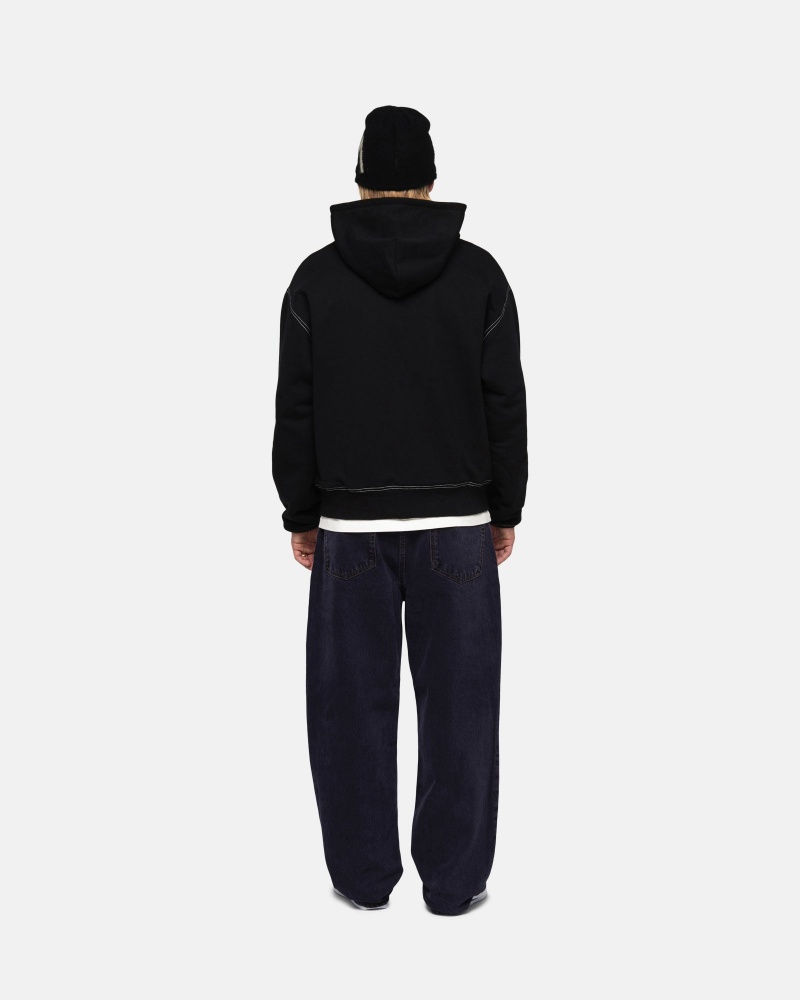 Long Sleeve Sweatshirt Stüssy Double Face Label Zip Hoodie Noir | KG40-U5-HY