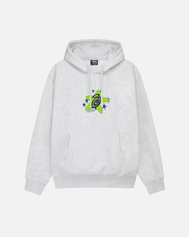 Long Sleeve Sweatshirt Stüssy Galaxy Hoodie Ash Heather | GU86-U0-CQ