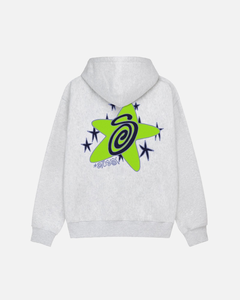 Long Sleeve Sweatshirt Stüssy Galaxy Hoodie Ash Heather | GU86-U0-CQ