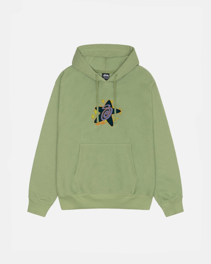 Long Sleeve Sweatshirt Stüssy Galaxy Hoodie Moss | UD76-E6-WU