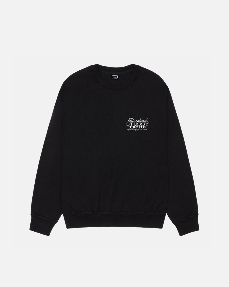 Long Sleeve Sweatshirt Stüssy IST Crew Pigment Dyed Noir | SW01-L9-ZQ