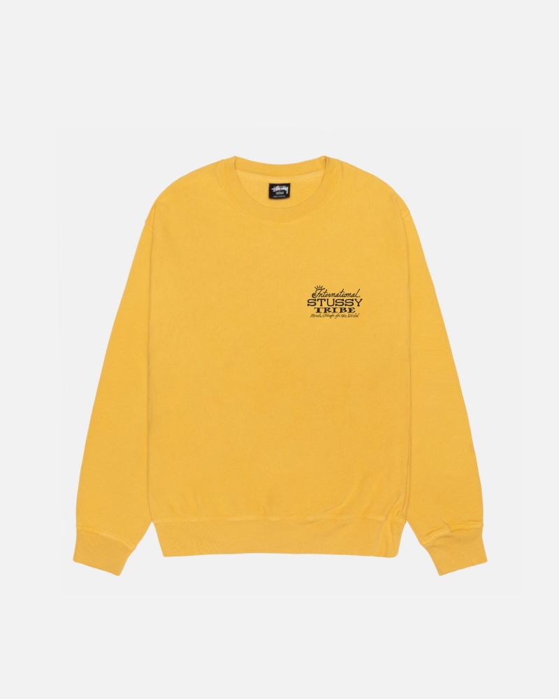 Long Sleeve Sweatshirt Stüssy IST Crew Pigment Dyed Honey | VI02-S8-UH