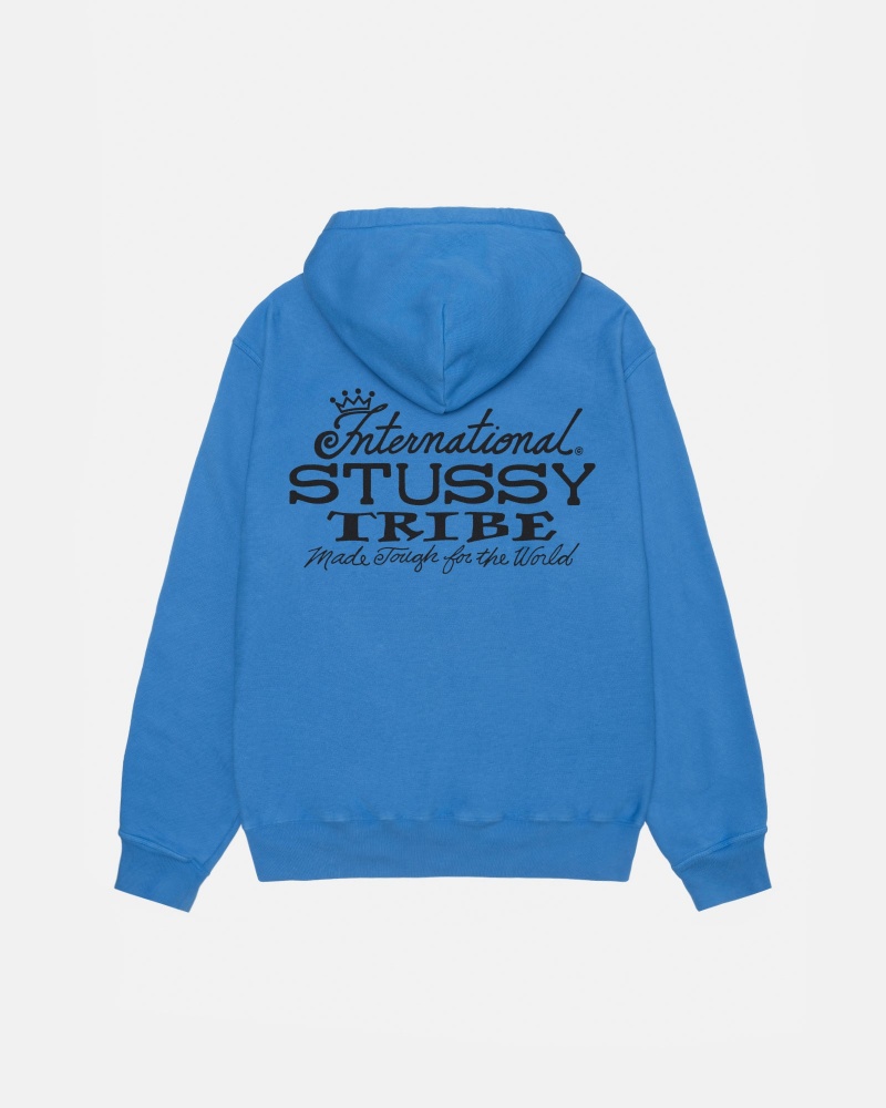 Long Sleeve Sweatshirt Stüssy IST Hoodie Pigment Dyed Bleu | PL33-M6-LG