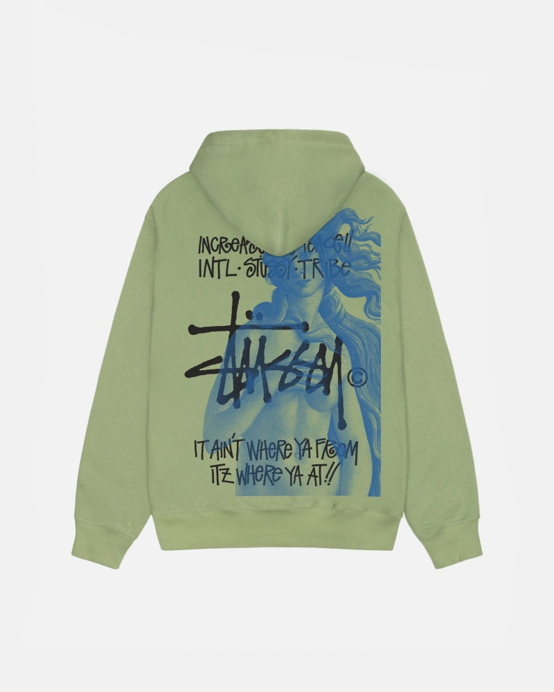 Long Sleeve Sweatshirt Stüssy Ist Venus Zip Hoodie Moss | NL35-S9-RD