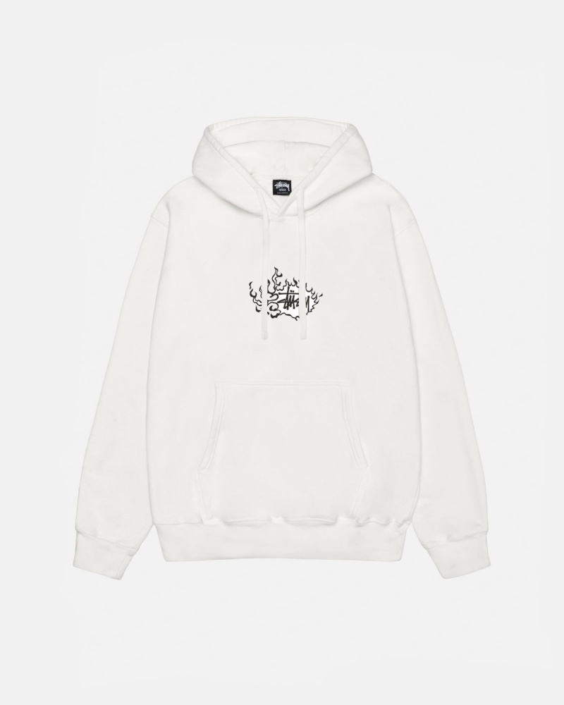 Long Sleeve Sweatshirt Stüssy Mosaic Dragon Hoodie Pigment Dyed Natural | QX08-I0-XX